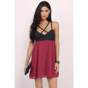 NWT Tobi Black and Wine Mini Dress